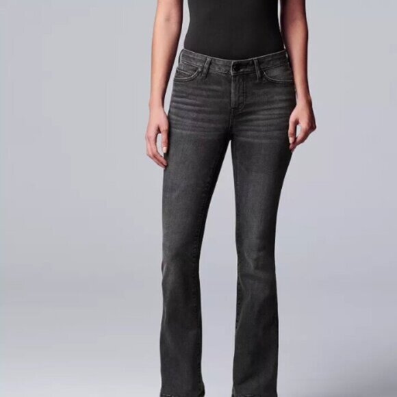 Simply Vera Vera Wang Denim - SIMPLY VERA VERA WANG Women’s Size 4 Jeans Straight Leg Stretch Retro Black